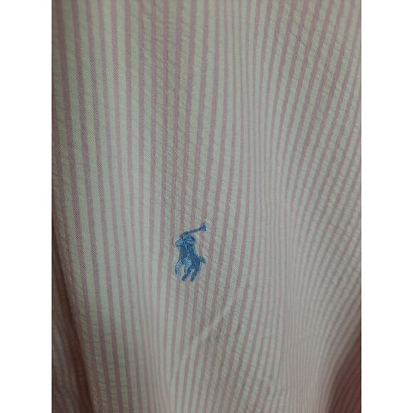 Ralph Lauren Men's Classic Fit Stripe Half Sleeve Poplin Button-Up Shirt Size XL - Picture 4 of 5